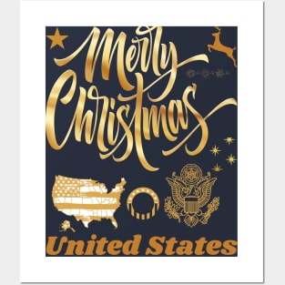 Merry Christmas United States Posters and Art